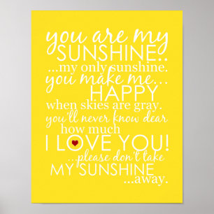 Você é minha luz do sol - amarelo - poster