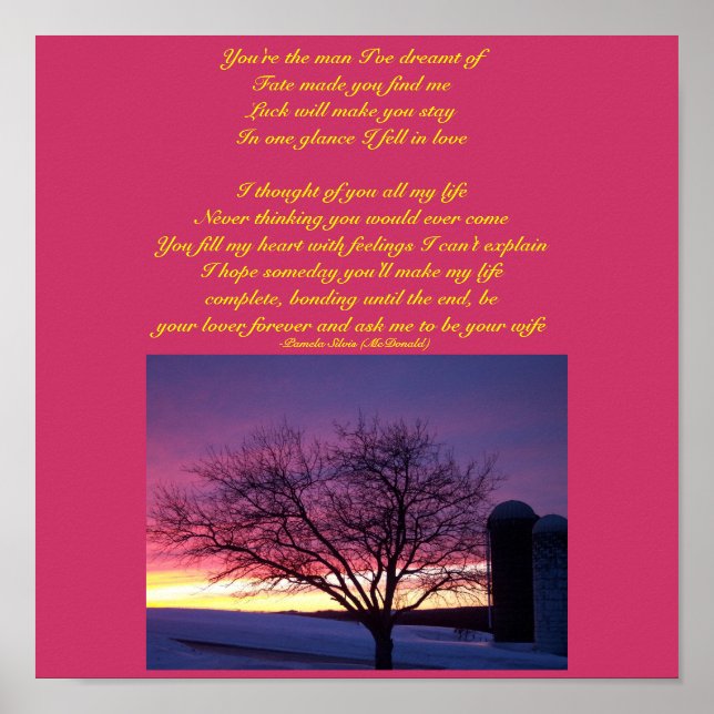 Você é o homem com quem sonhei... Poem Poster (Frente)