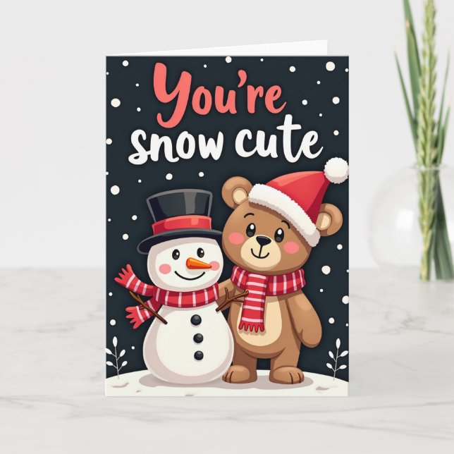 Você é Urso Bonito de Neve Cartão de Natal (Frente)