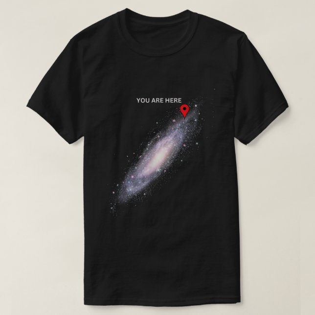 Você Está Aqui Camisa Divertida de Espaço Mapa da  (Frente do Design)