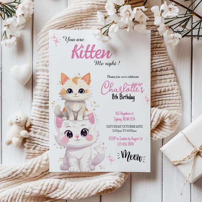 você está me Kitten gato Convite de aniversário (Criador carregado)