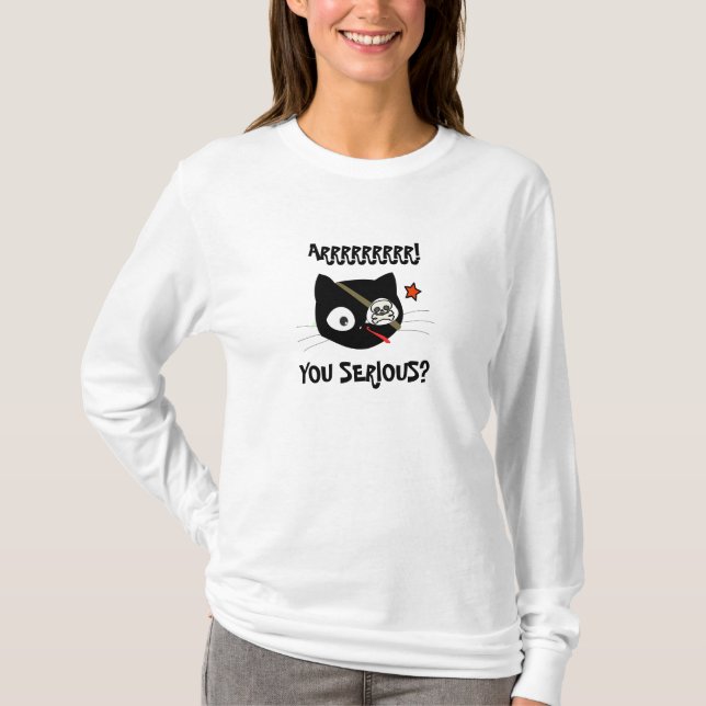 VOCÊ ESTÁ SÉRIO? T-shirt Pirate Cat (Frente)