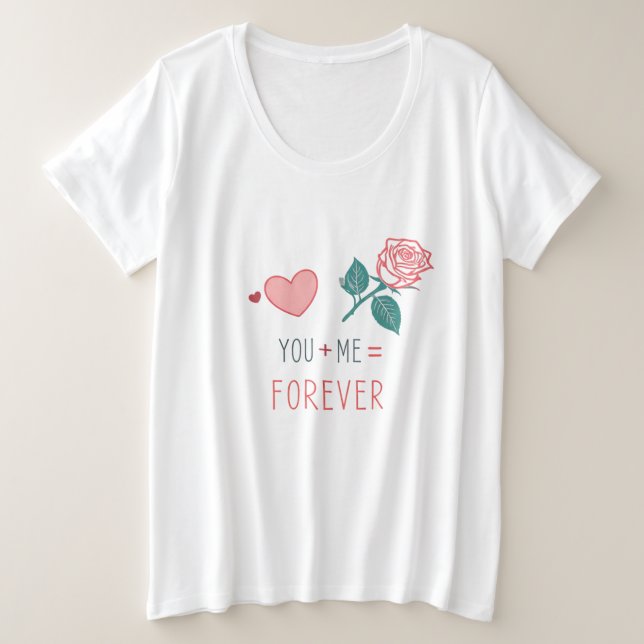 Você + Eu = Para Sempre! Camiseta Feminina Plus Si (Frente do Design)