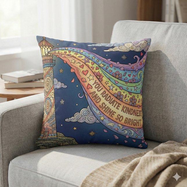 Você Iradia Amabilidade Foto Almofada de Arremesso (Empower someone special with this, "You radiate kindness and shine so bright" photo pillow!)