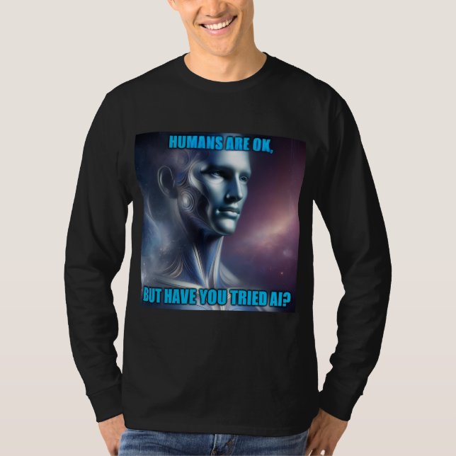 Você já Testou a IA - Camiseta Manga Longa Preta M (Frente)