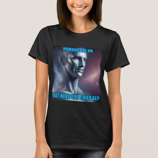 Você já Testou a IA - Camiseta Preta Feminina (Frente)