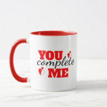 Você me completa - Caneca Romântica para Casais
