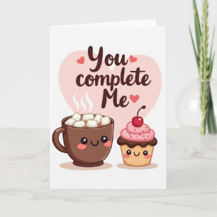 Você Me Completa Cartão de Amor Fofo