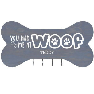 Você me tinha na Woof Cinza Cog Bone Leash Rack