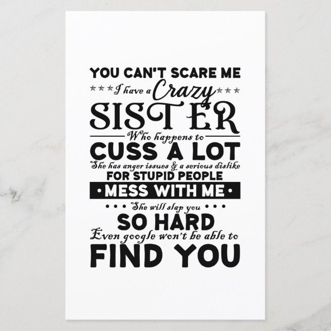 Você Não Pode Me Assustar Eu Tenho Uma Irmã Louca (Frente)