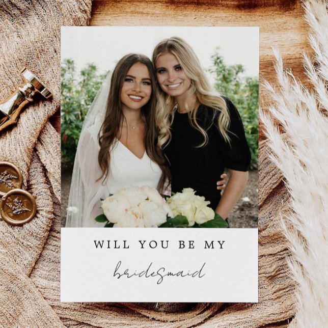 Você Será A Minha Porta-Voz, Cartão com fotos De B (Will You Be My Bridesmaid, Bridesmaid Photo Card, Invitation)