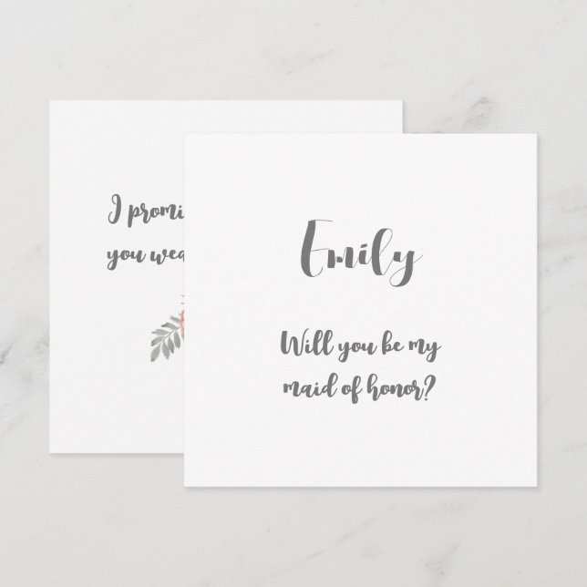 Você Será Meu Cartão De Nota De Madrinha de casame (Frente/Verso)