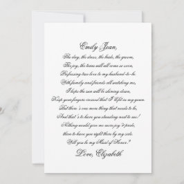 Você Será Meu Cartão De Poema De Script De Madrinh