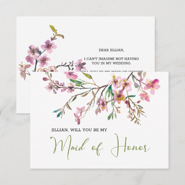 Você Será Meu Flor De Cereja Madrinha de casamento (Frente/Verso)