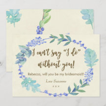 você será meu marfim floral azul do cartão da dama