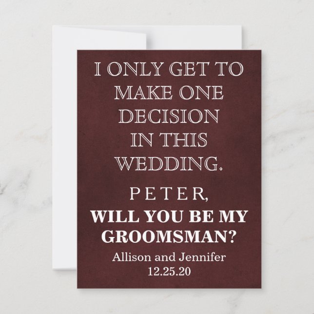 Você será meu Padrinho de casamento? Convite Perso (Frente)