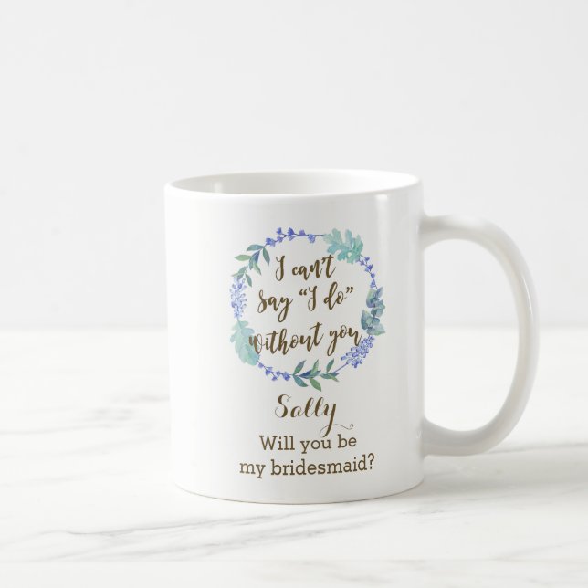 você será minha caneca floral azul da grinalda da (Direita)