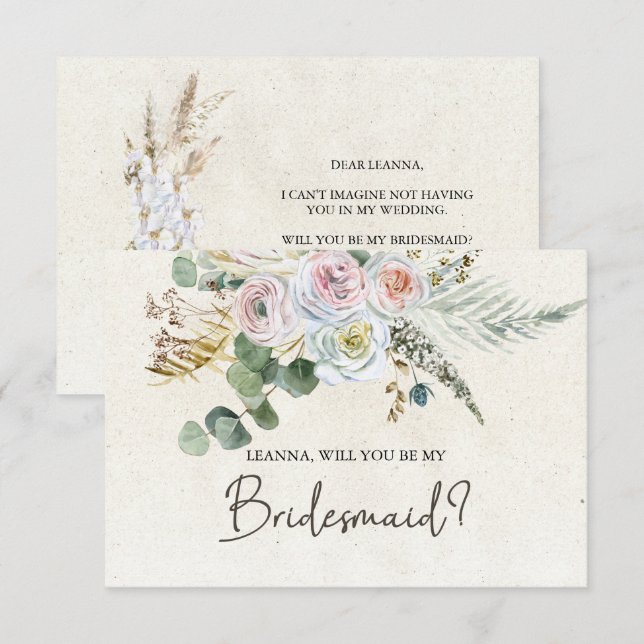 Você Será Minha Colega De Bridesmaid Pastel Boho N (Frente/Verso)