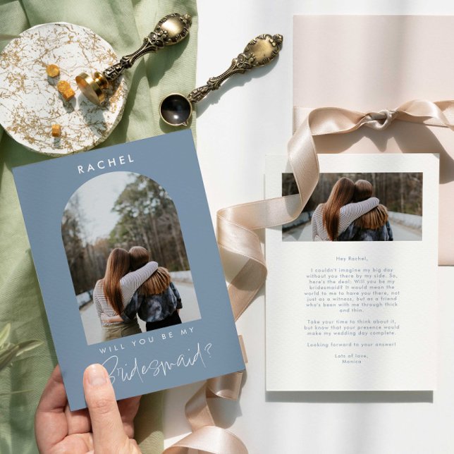 Você será minha dama de Bridesmaid Dusty Blue Phot (Criador carregado)