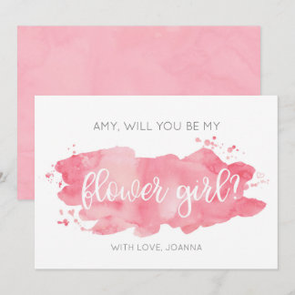 Você Será Minha Dama de Flores Cartão Rosa Aquarel