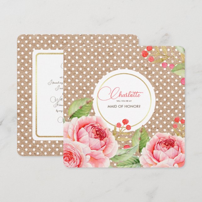 Você será minha Madrinha de casamento? Convites pe (Frente/Verso)