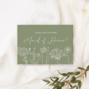 Você Será Minha Madrinha de casamento Sage Flores