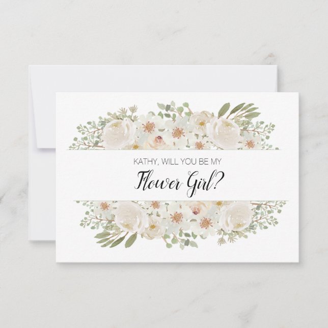 Você Será Minha Menina de Flores Branco Flora Eleg (Frente)