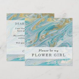 Você Será Minha Menina Flor Turquesa E Cartão Dour