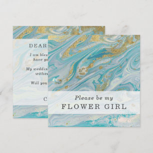 Você Será Minha Menina Flor Turquesa E Cartão Dour