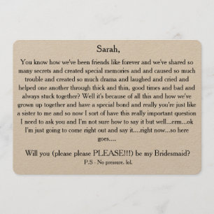 Você será por favor minha dama de honra? Cartão