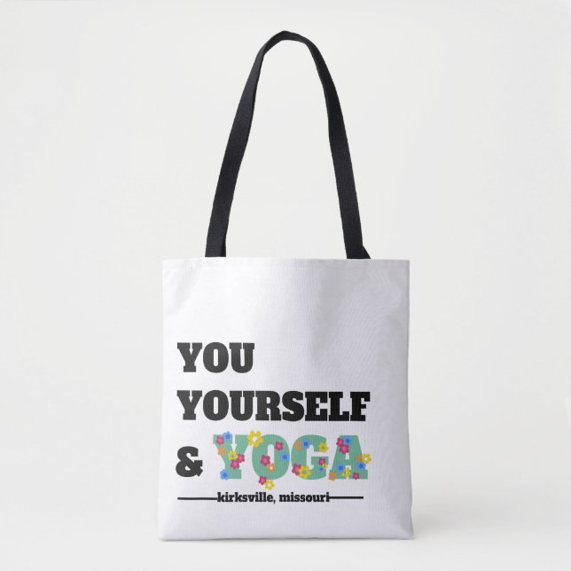 Você, você mesmo e Yoga Floral Tote Bag (Frente)