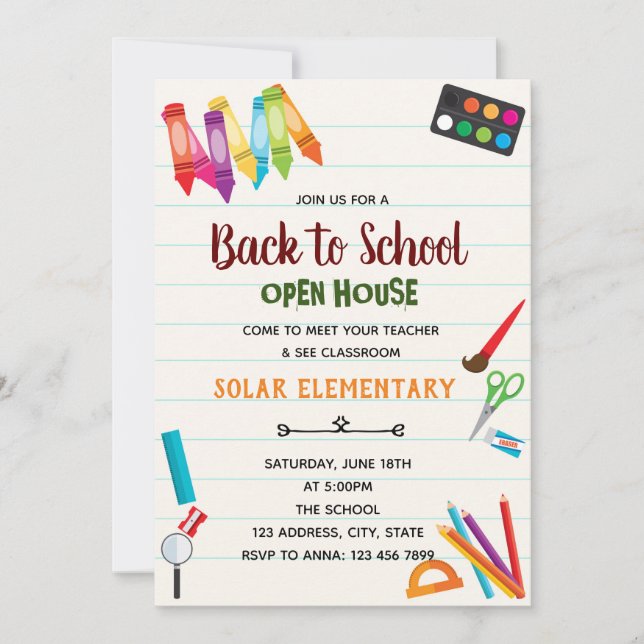 Voltar ao convite do tema da casa aberta da escola (Frente)