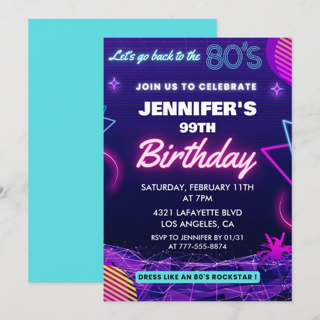 Voltar aos convites de 99 anos do Partido dos 80 (Frente/Verso)