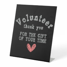 Voluntariado Obrigado Faux Chalkboard Mesa Sinal