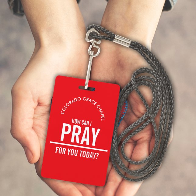 Voluntários da igreja de oração vermelha id crachá (Criador carregado)