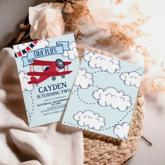 Voo Temporal Avião Convite de Aniversário (Criador carregado)