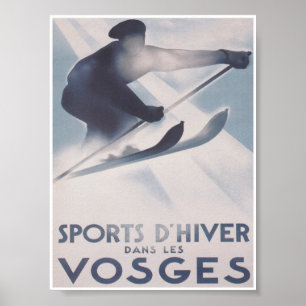 Vosges França Retro Vintage Ski Poster de viagens