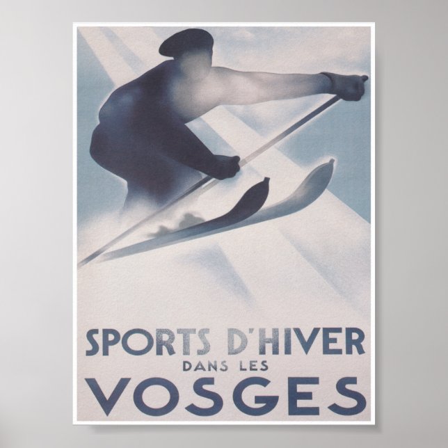 Vosges França Retro Vintage Ski Poster de viagens (Frente)