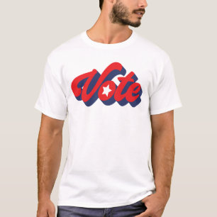 Votação Em T-shirt Azul Com Letras Vermelhas