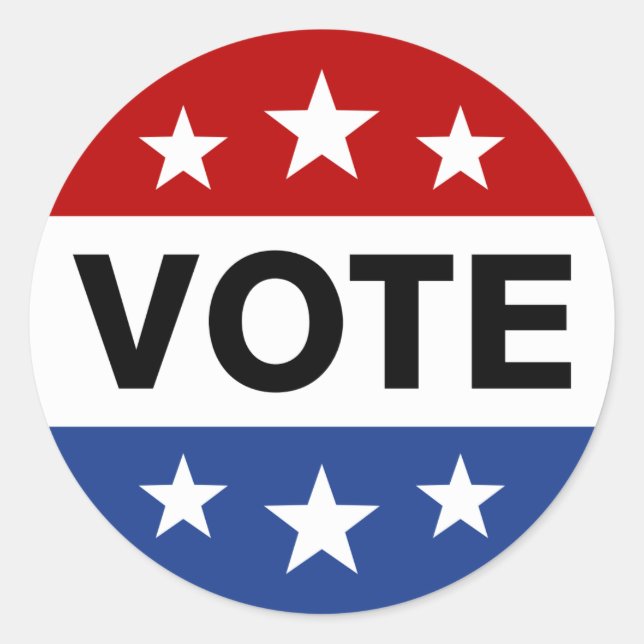 Votação no dia das eleições, autocolante vermelho  (Frente)