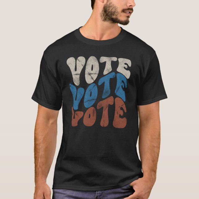 Vote Groovy Retro T-shirt (Frente)