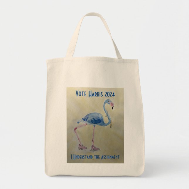 Vote Harris 2024 Blue Flamingo com Pearls Bolsa (Frente)