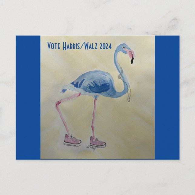 Vote Harris/Walz Blue FLAmingo c/ Cartão postal de (Frente)