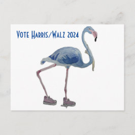Vote Harris/Walz Blue FLAmingo c/ Cartão postal de