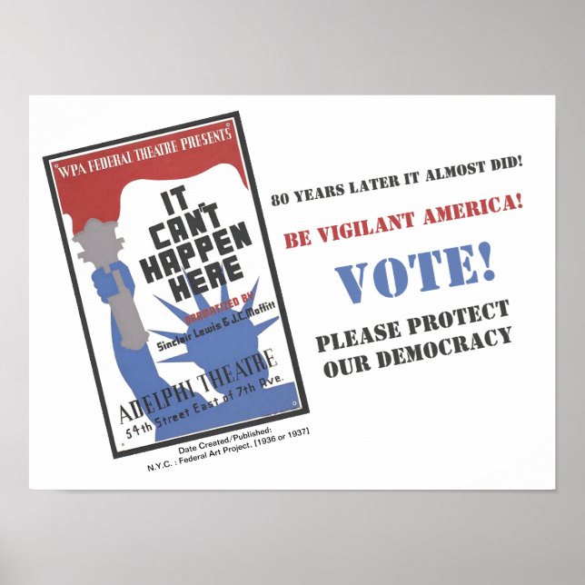 Vote Liberal, Poster WPA Não pode acontecer aqui 1 (Frente)