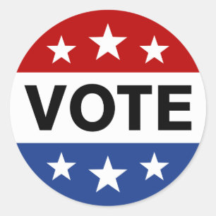 Vote no dia de eleição, na etiqueta branca e azu