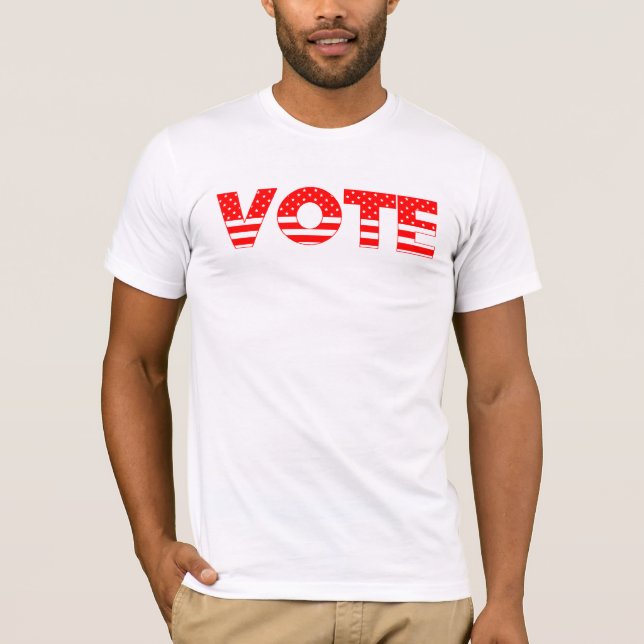 Vote o t-shirt com estrelas vermelhas e stars o (Frente)