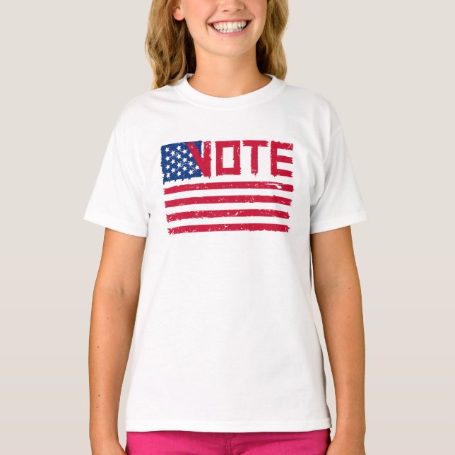 Votem com a bandeira dos EUA. Camiseta (Frente)