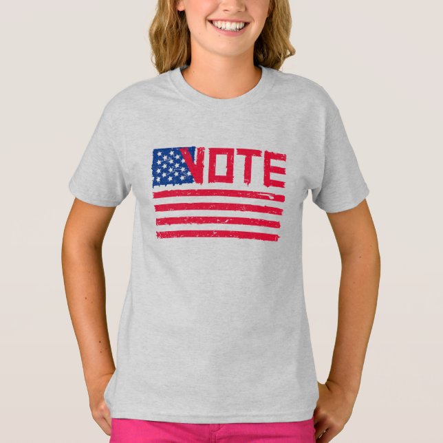 Votem com a bandeira dos EUA. Camiseta (Frente)