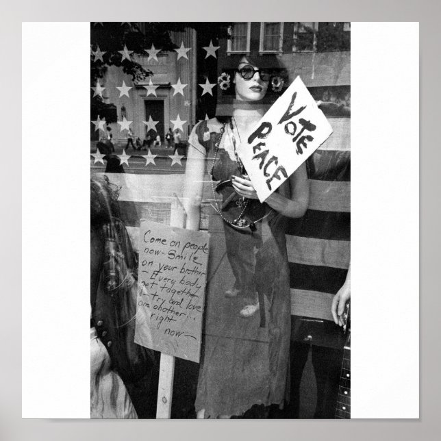 Votem pela paz, um impressão preto e branco (Frente)